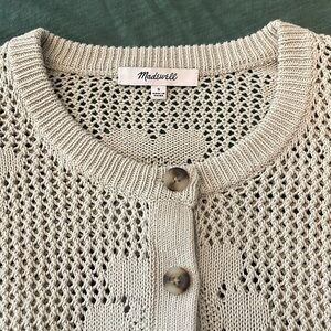 Madewell Sage Floral Open-Stitch Cardigan Sweater, size S